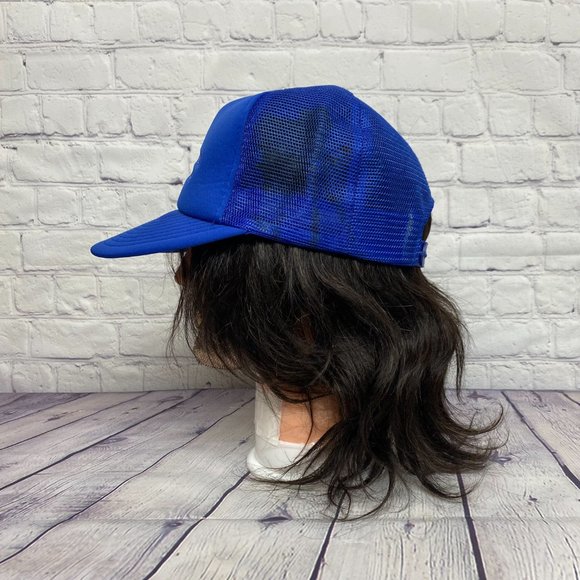 Vintage Hat Cap Snapback Blue C. C. Road Contracting Williams Lake Trucker Mesh - Picture 4 of 9